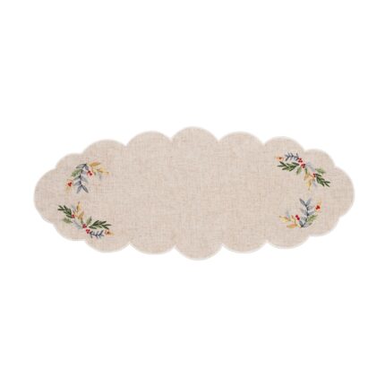 Ucaabnel French Perle Holly Embroidered 14X31 Centerpiece