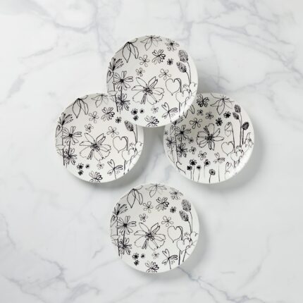 Ucaabnel Garden Doodle Accent Plates - Set of 4