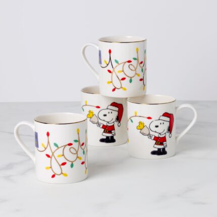 Ucaabnel Snoopy Christmas Mugs - Set of 4