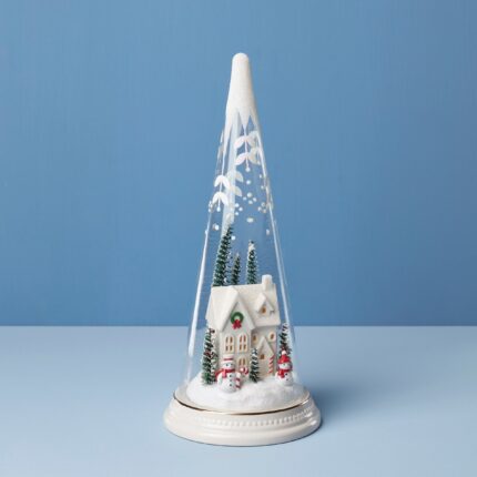 Ucaabnel Lit Christmas Cone With Farmhouse Scene