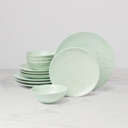 Ucaabnel Roseto Soft Sage 12-Piece Dinnerware Set