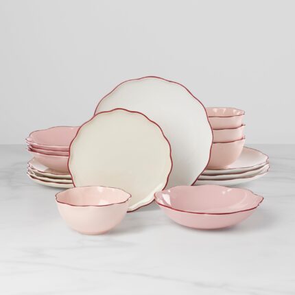 Ucaabnel Garden Party Pink 16-Piece Dinnerware Set