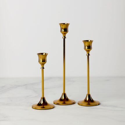 Ucaabnel Classica 3-Piece Gold Candle Holder Set
